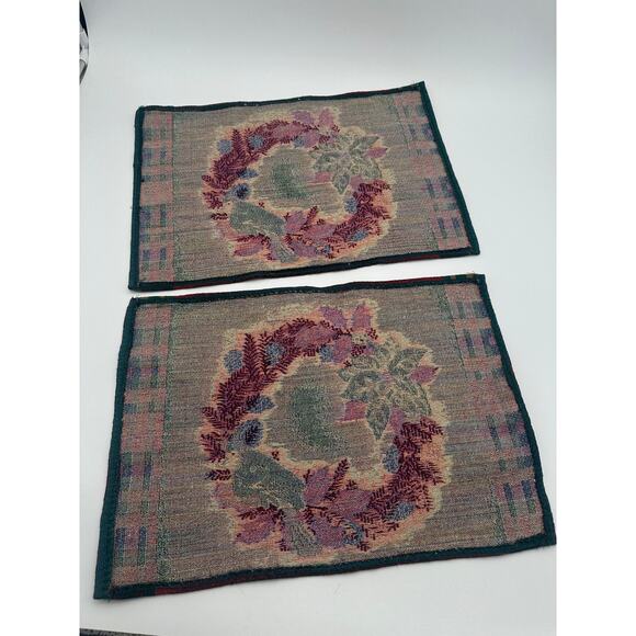 Tapestry Poinsettia Cardinal Bowman Spencer Christmas 18 x 12 Table Setting TWO - Picture 5 of 14